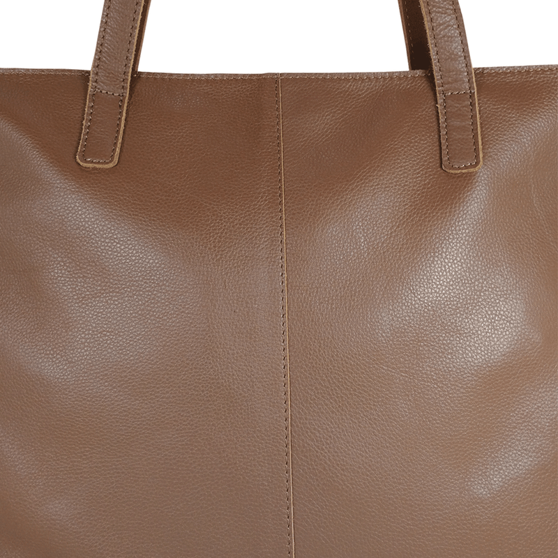 'SIENNA' Tan Croc + Pebble Grain Unlined Leather Tote Bag