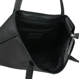 'SIENNA' Black Croc + Pebble Grain Unlined Leather Tote Bag