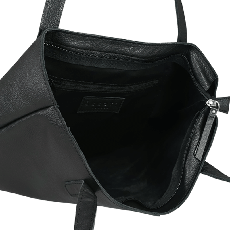 'SIENNA' Black Croc + Pebble Grain Unlined Leather Tote Bag