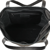 'SIENNA' Black Croc + Pebble Grain Unlined Leather Tote Bag