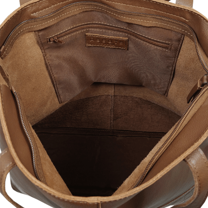 'SIENNA' Tan Croc + Pebble Grain Unlined Leather Tote Bag