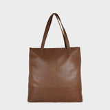 'SIENNA' Tan Croc + Pebble Grain Unlined Leather Tote Bag
