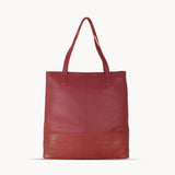 'SIENNA' Paprika Red Croc + Pebble Grain Unlined Leather Tote Bag