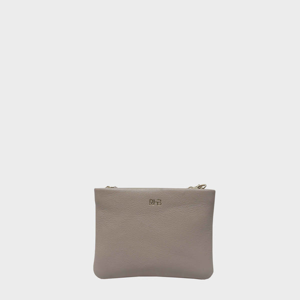 'SOPHIA' Shell Nude Pebble Grain Zip Top Leather Crossbody Bag
