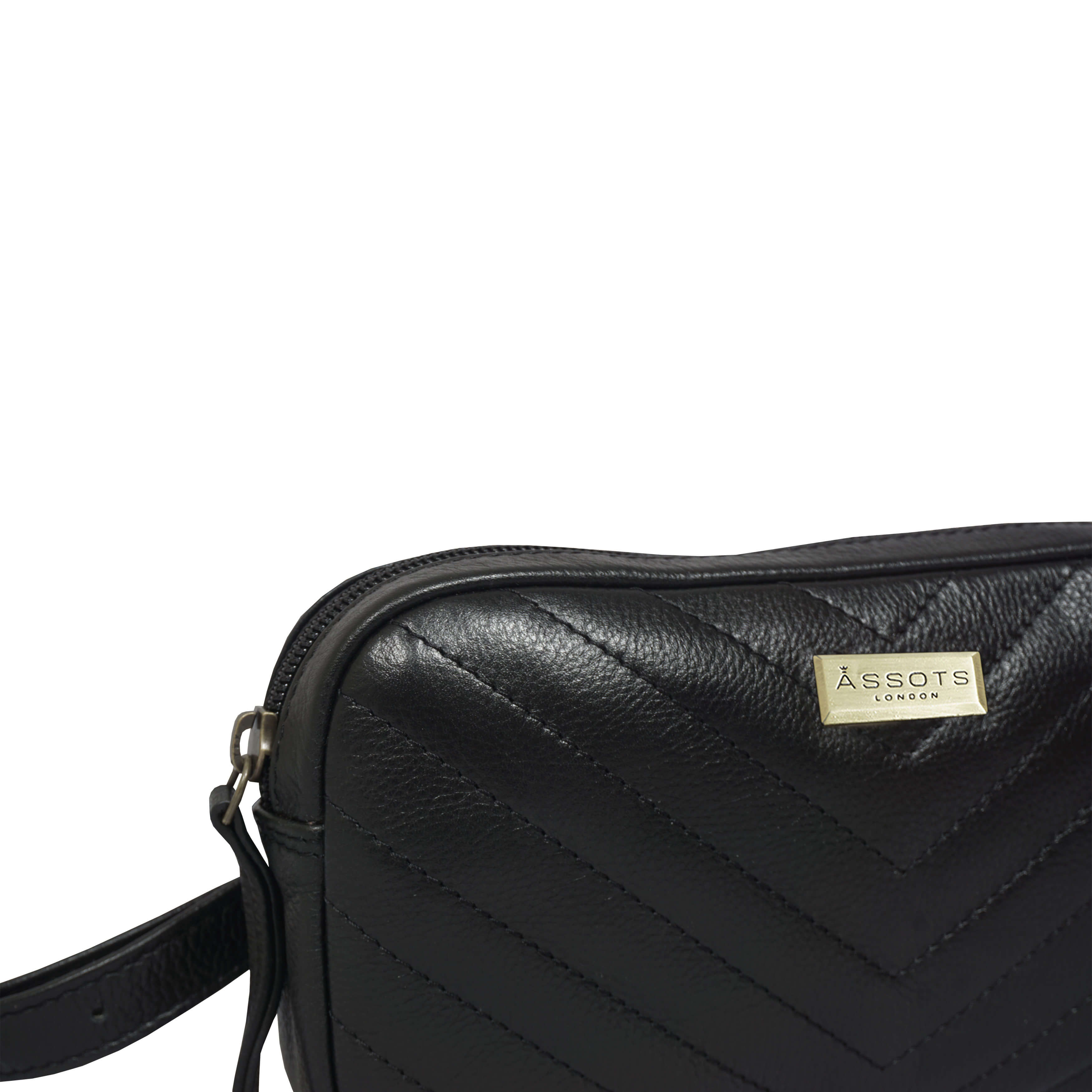 'STELLA' Black Quilted Pebble Grain Leather Bum Belt Bag