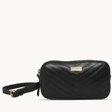 'STELLA' Black Quilted Pebble Grain Leather Bum Belt Bag