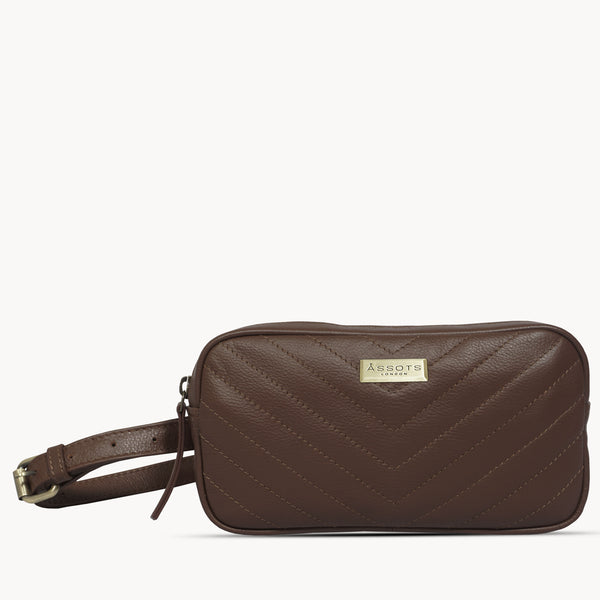 'STELLA' Tan Quilted Pebble Grain Leather Bum Belt Bag