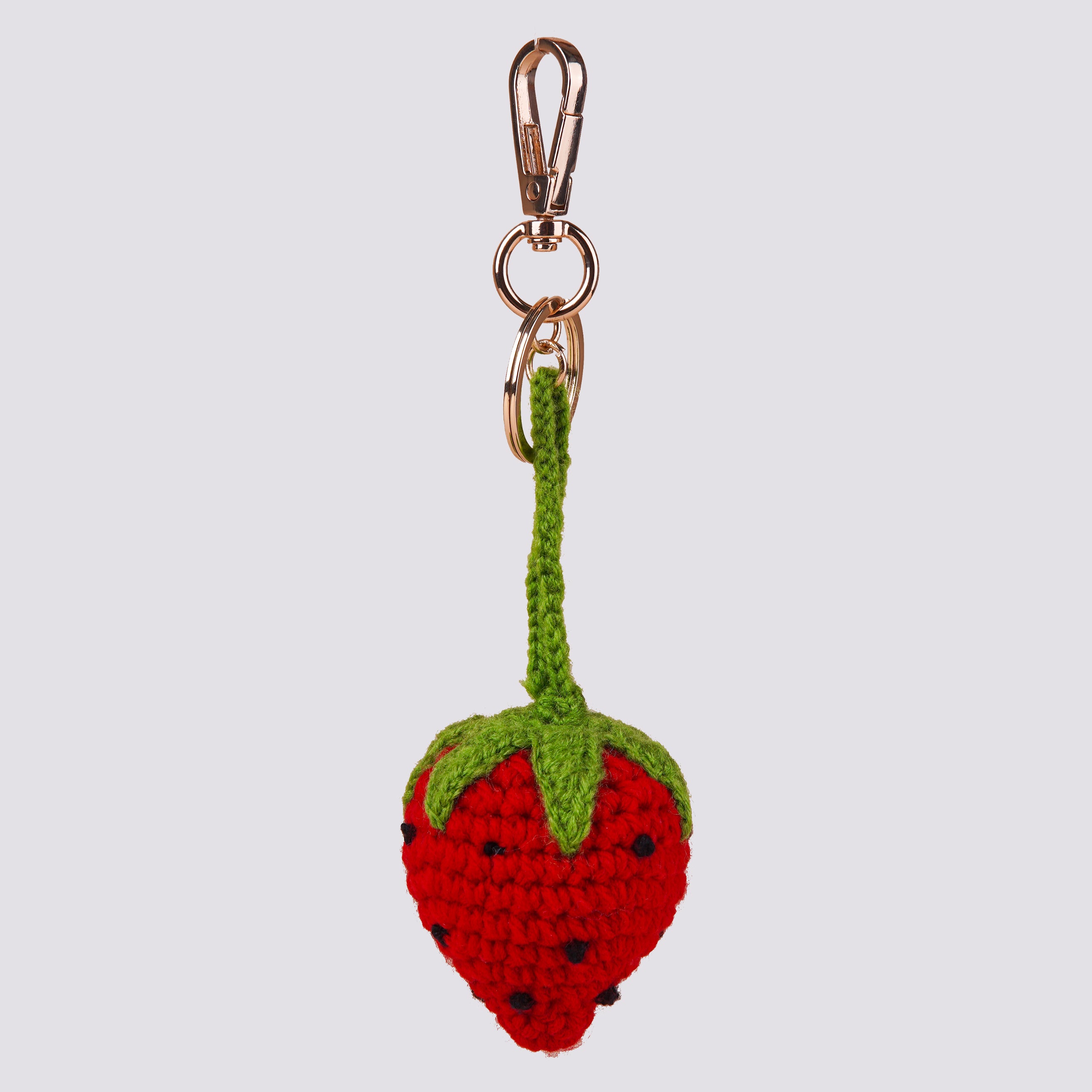 The Strawberry Hand Crochet Gold Bag Charm