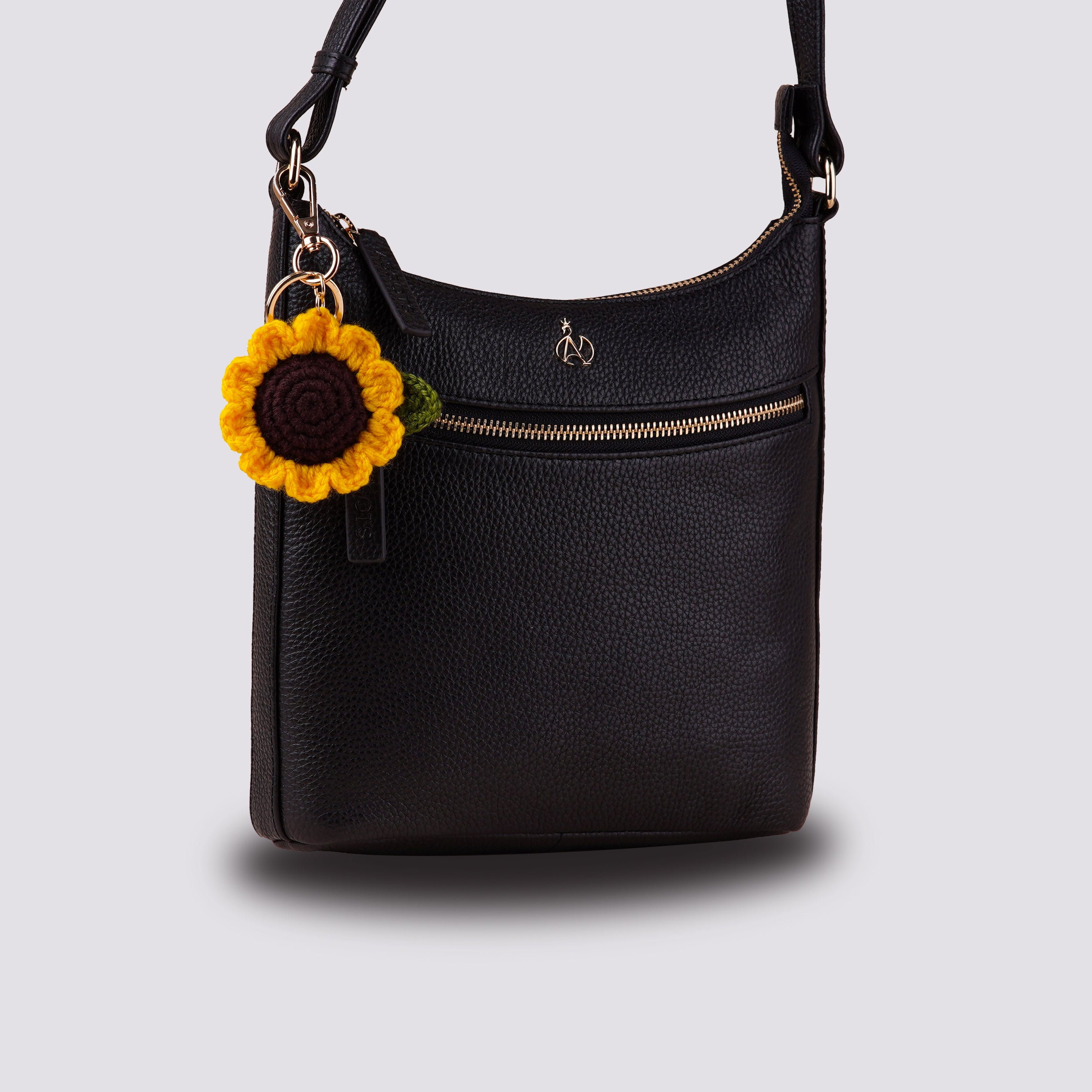 The Sunflower Hand Crochet Gold Bag Charm