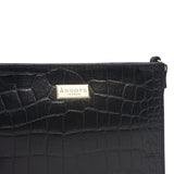'SUSAN' Black Croc Real Leather Rectangle Box Crossbody Bag