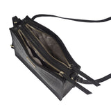 'SUSAN' Black Croc Real Leather Rectangle Box Crossbody Bag
