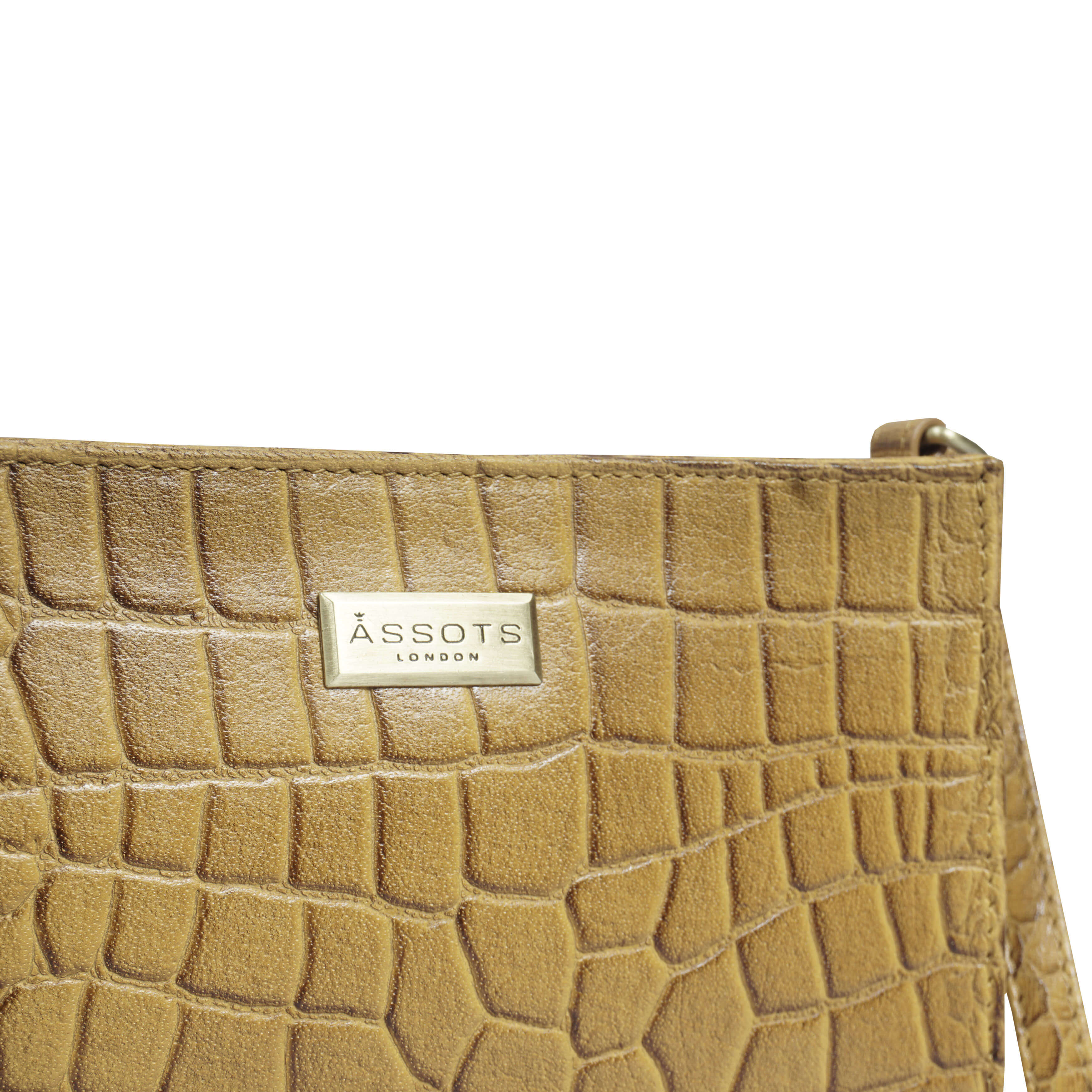 'SUSAN' Mustard Croc Real Leather Rectangle Box Crossbody Bag