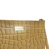 'SUSAN' Mustard Croc Real Leather Rectangle Box Crossbody Bag