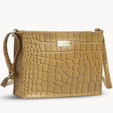 'SUSAN' Mustard Croc Real Leather Rectangle Box Crossbody Bag