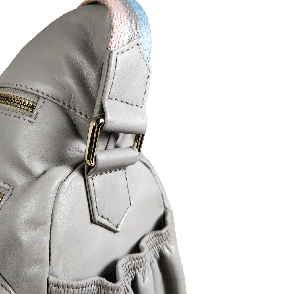 'SUZANNE' Grey Lightweight Luxurious Baby Changing/Diaper Leather Crossbody Organiser Bag