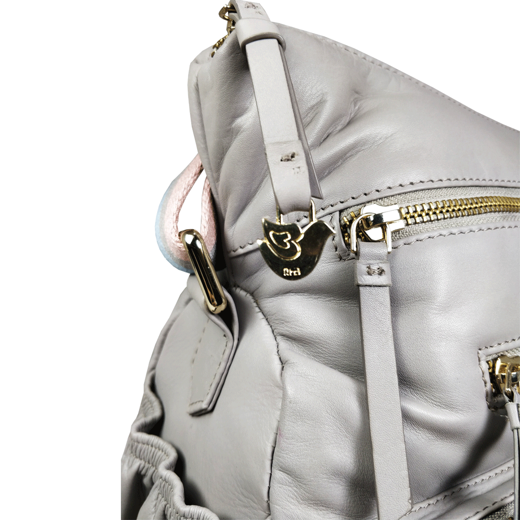 'SUZANNE' Grey Lightweight Luxurious Baby Changing/Diaper Leather Crossbody Organiser Bag