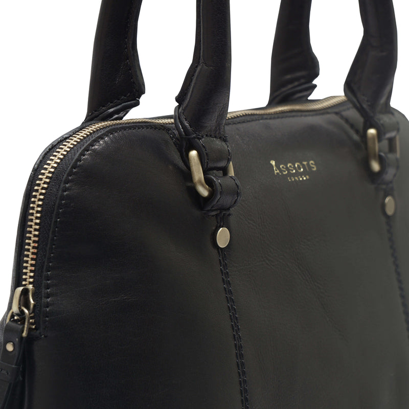 'SYDNEY' Black Vintage Leather Grab Bag