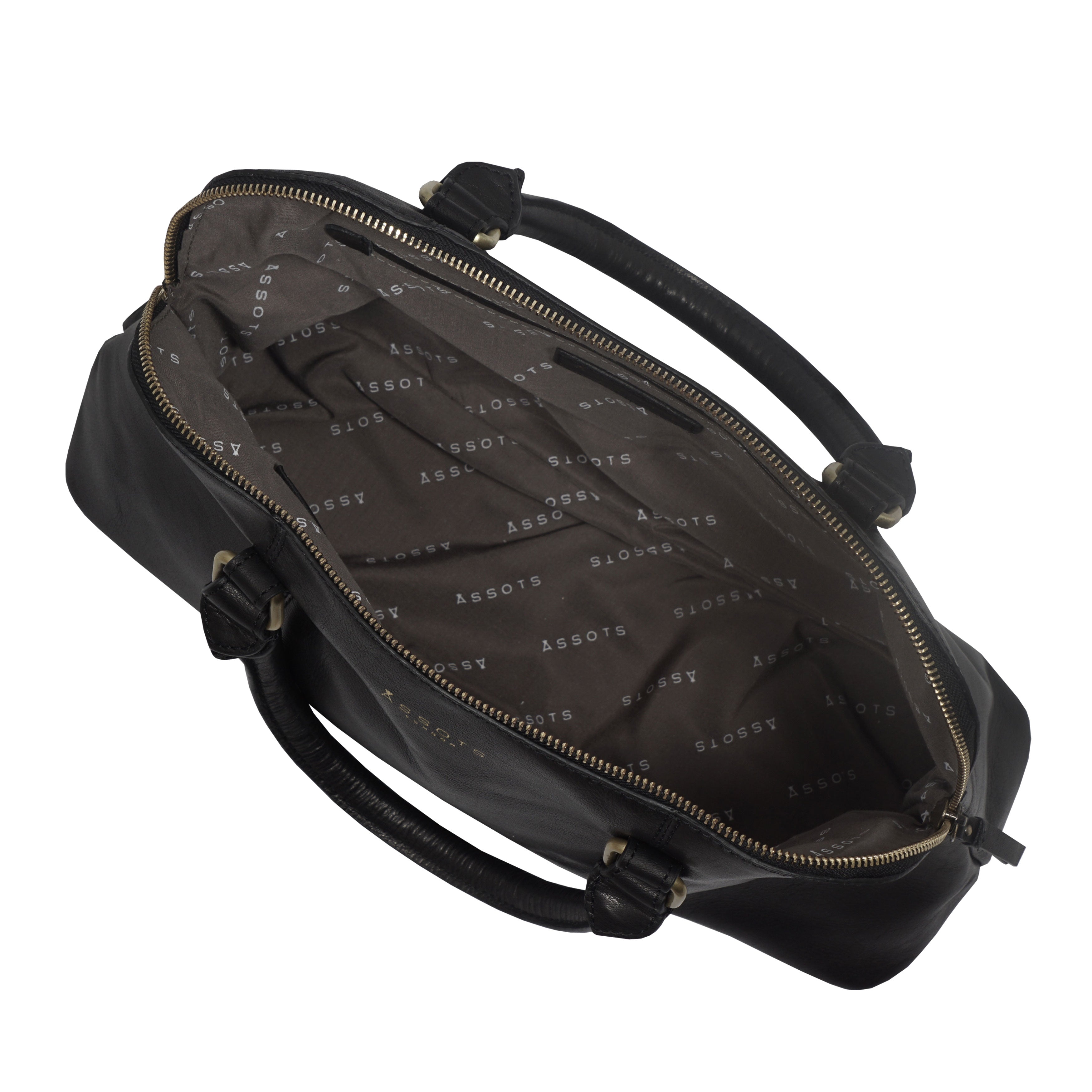 'SYDNEY' Black Vintage Leather Grab Bag