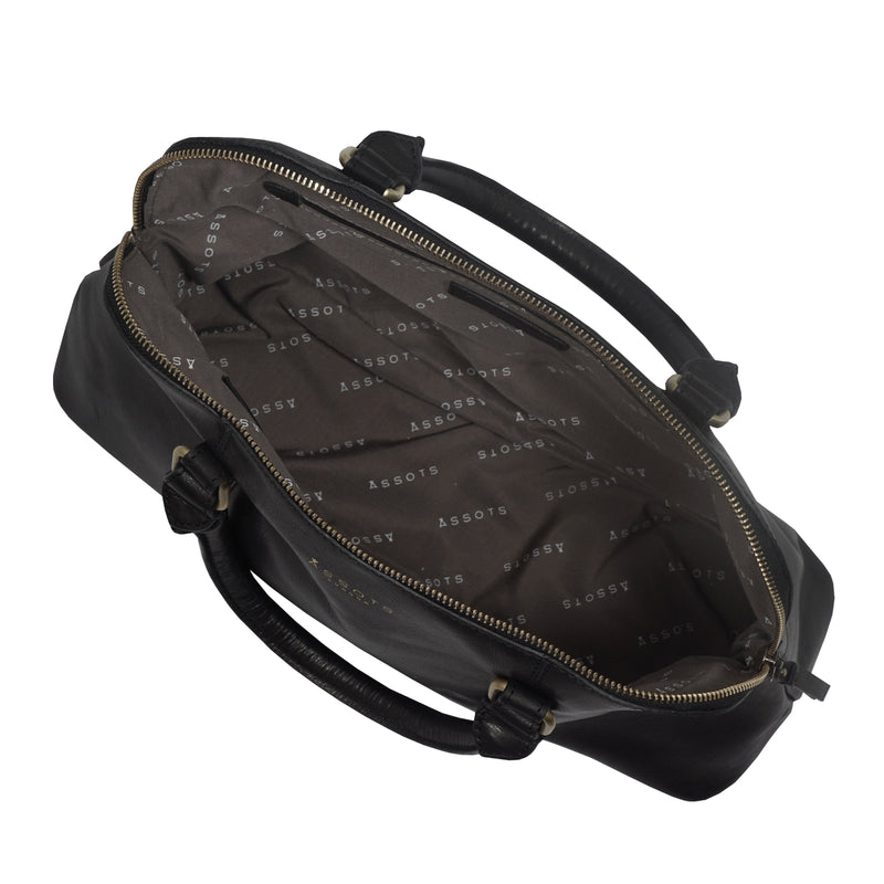 'SYDNEY' Black Vintage Leather Grab Bag