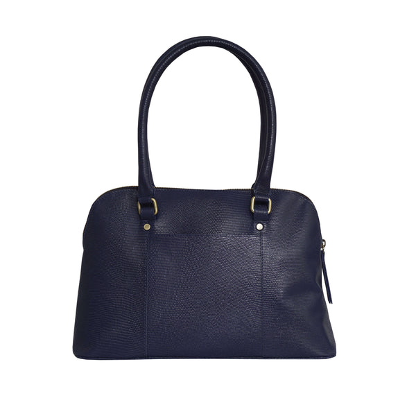 'SYDNEY' Navy Lizard Designer Leather Grab Bag