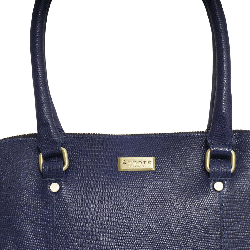 'SYDNEY' Navy Lizard Designer Leather Grab Bag
