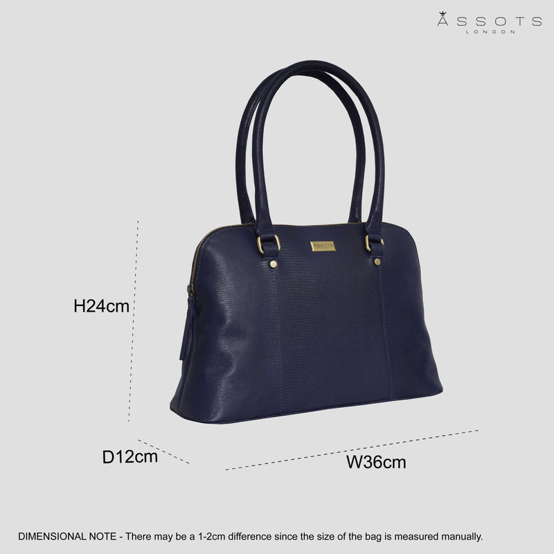 'SYDNEY' Navy Lizard Designer Leather Grab Bag