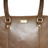 'SYDNEY' Dark Tan Lizard Designer Leather Grab Bag