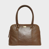 'SYDNEY' Dark Tan Lizard Designer Leather Grab Bag