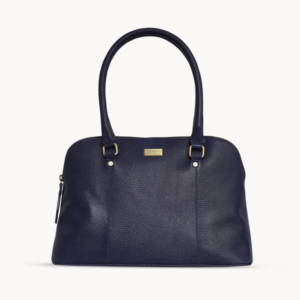 'SYDNEY' Navy Lizard Designer Leather Grab Bag
