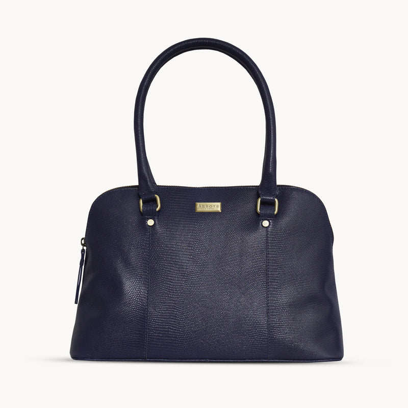 'SYDNEY' Navy Lizard Designer Leather Grab Bag