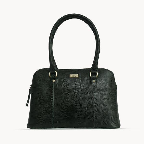 'SYDNEY' Forest Green Lizard Designer Leather Grab Bag