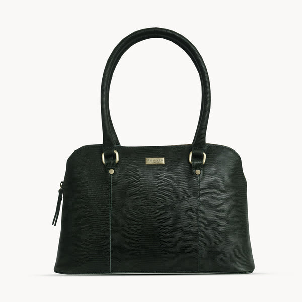 'SYDNEY' Forest Green Lizard Designer Leather Grab Bag