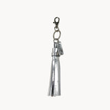 'TASSEL' Super Cute Silver Metallic Leather Key Ring Holder/Charm