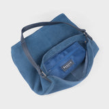 'TINA' Navy Suede Real Leather Unlined Slouchy Shopper Tote Bag