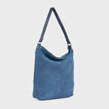'TINA' Navy Suede Real Leather Unlined Slouchy Shopper Tote Bag