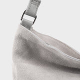 'TINA' Grey Suede Real Leather Unlined Slouchy Shopper Tote Bag
