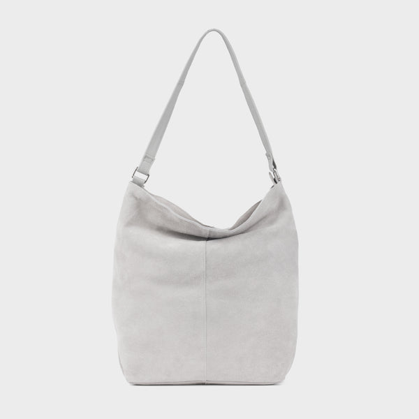 'TINA' Grey Suede Real Leather Unlined Slouchy Shopper Tote Bag