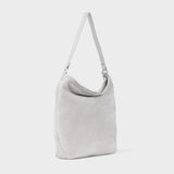 'TINA' Grey Suede Real Leather Unlined Slouchy Shopper Tote Bag