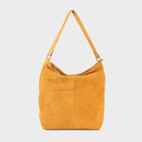 'TINA' Mustard Suede Real Leather Unlined Slouchy Shopper Tote Bag