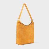 'TINA' Mustard Suede Real Leather Unlined Slouchy Shopper Tote Bag
