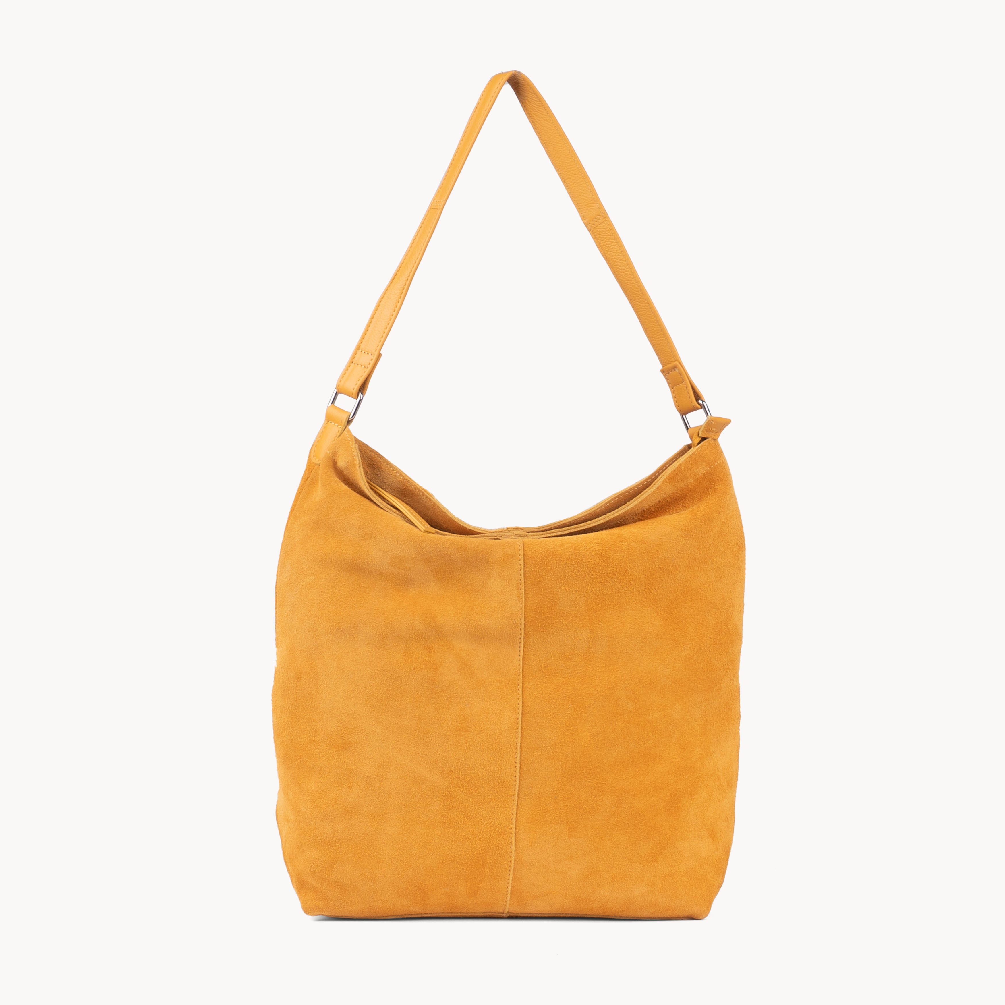 'TINA' Mustard Suede Real Leather Unlined Slouchy Shopper Tote Bag