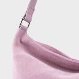 'TINA' Purple Suede Real Leather Unlined Slouchy Shopper Tote Bag