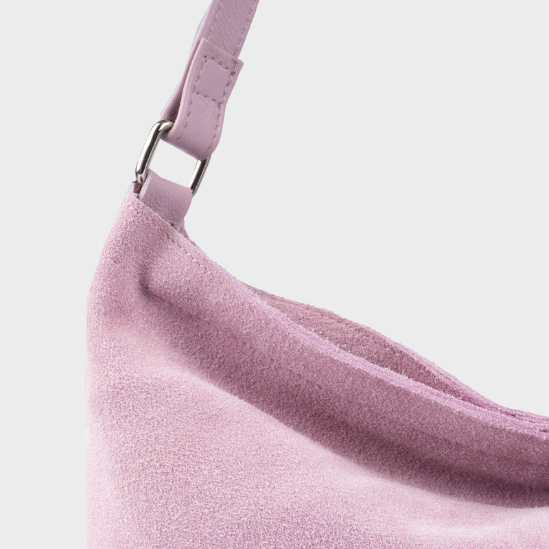 'TINA' Purple Suede Real Leather Unlined Slouchy Shopper Tote Bag