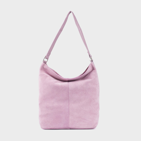 'TINA' Purple Suede Real Leather Unlined Slouchy Shopper Tote Bag