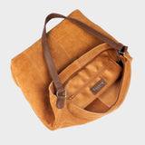 'TINA' Tan Suede Real Leather Unlined Slouchy Shopper Tote Bag