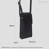 'TRACY' Black Croc Real Leather Crossbody Phone Bag