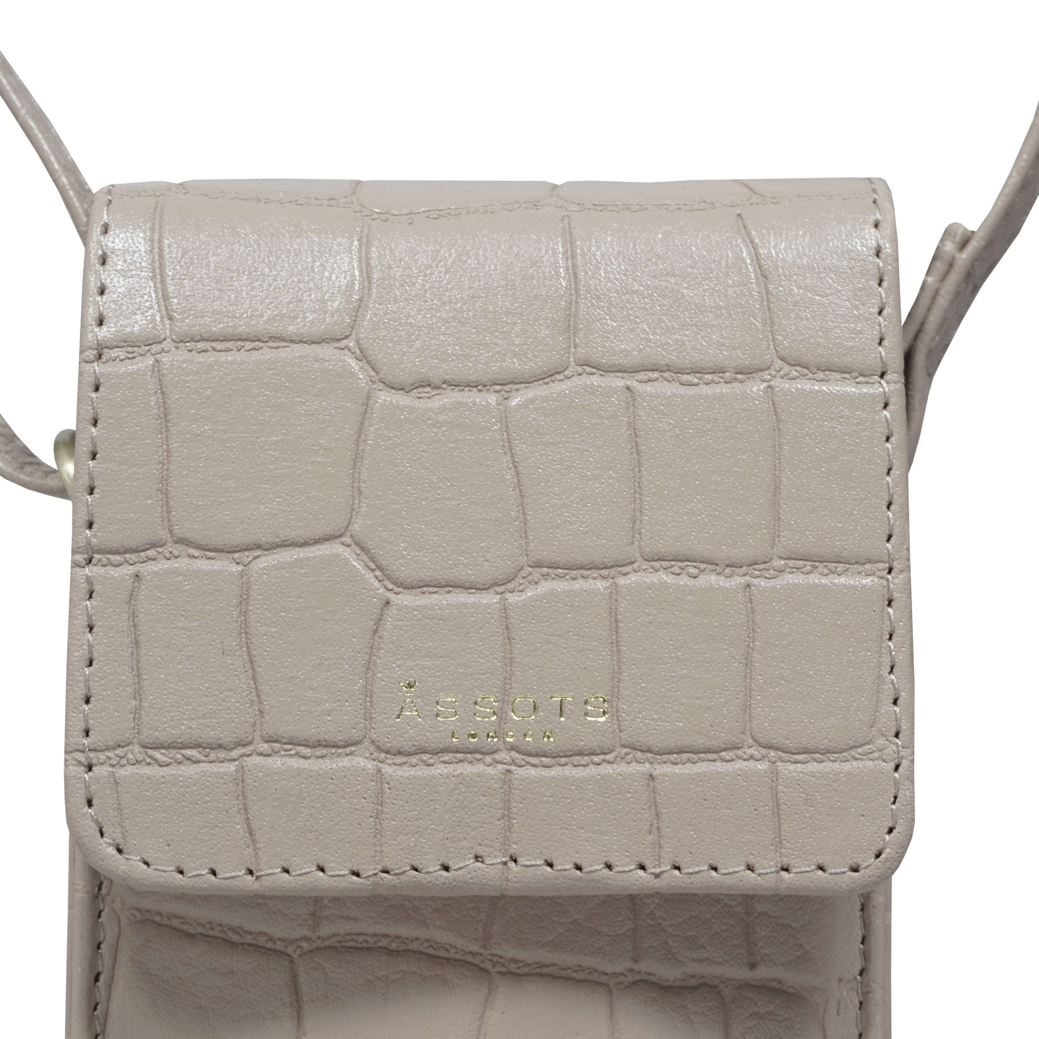 'TRACY' Nude Croc Real Leather Crossbody Phone Bag