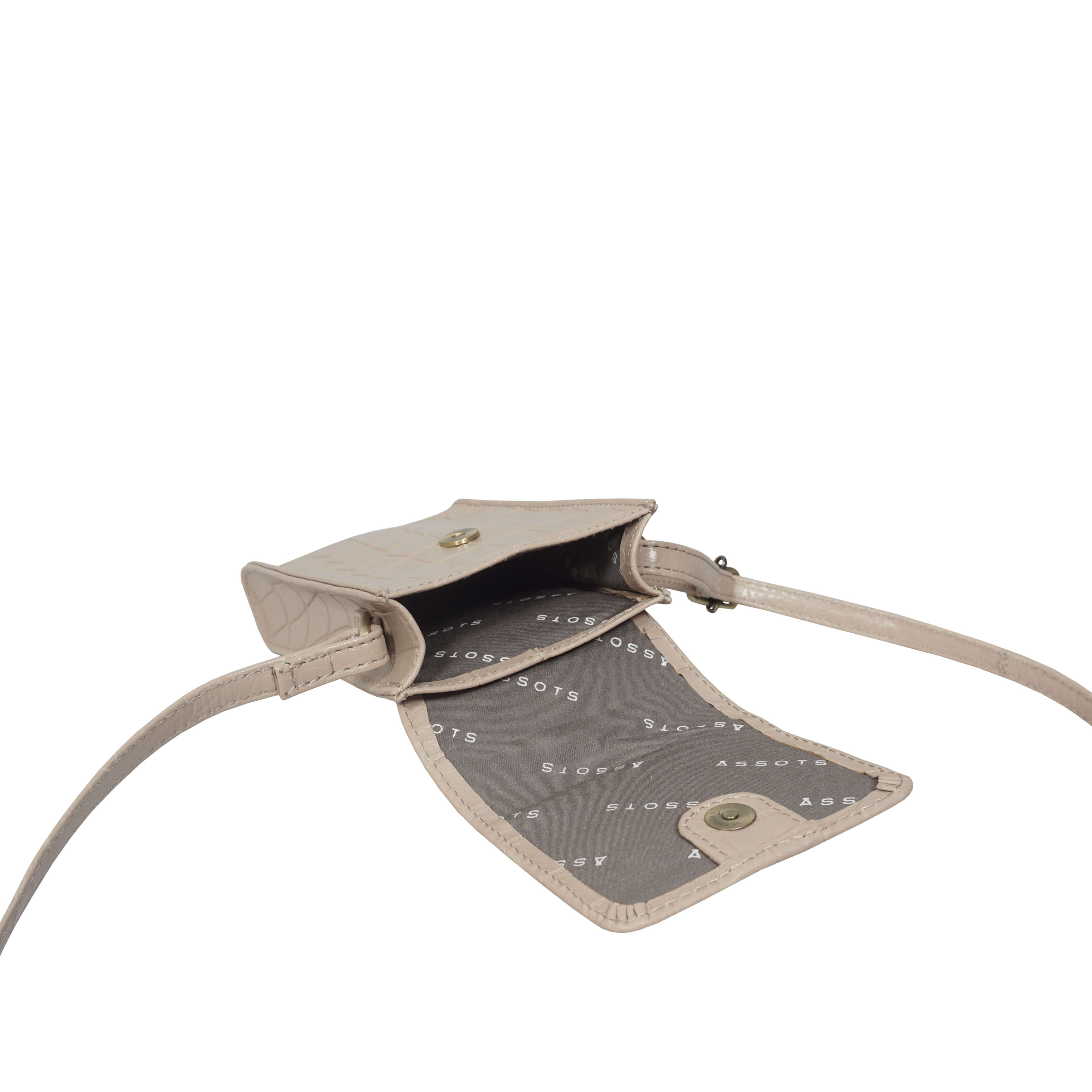 'TRACY' Nude Croc Real Leather Crossbody Phone Bag