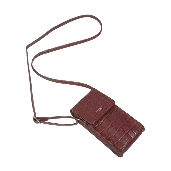 'TRACY' Red Croc Real Leather Crossbody Phone Bag