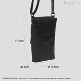 'THEA' Black Polished VT Real Leather Mobile Phone Crossbody Bag